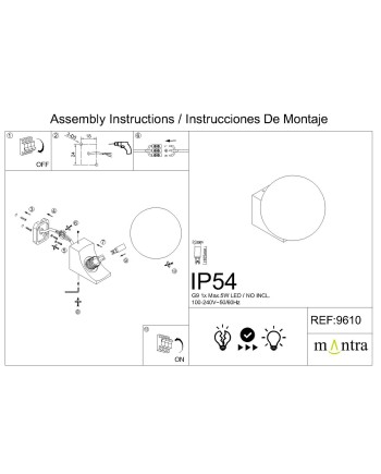 INTERLAKEN * APLIQUE IP54 G9 NEGRO